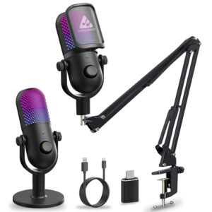 Audio Array AM-C47 RGB USB Condenser Microphone Kit with AI Noise Cancellation